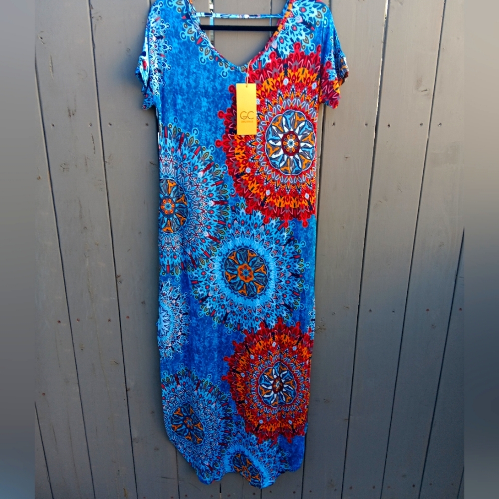 Ladies Boho V Neck Maxi Dress